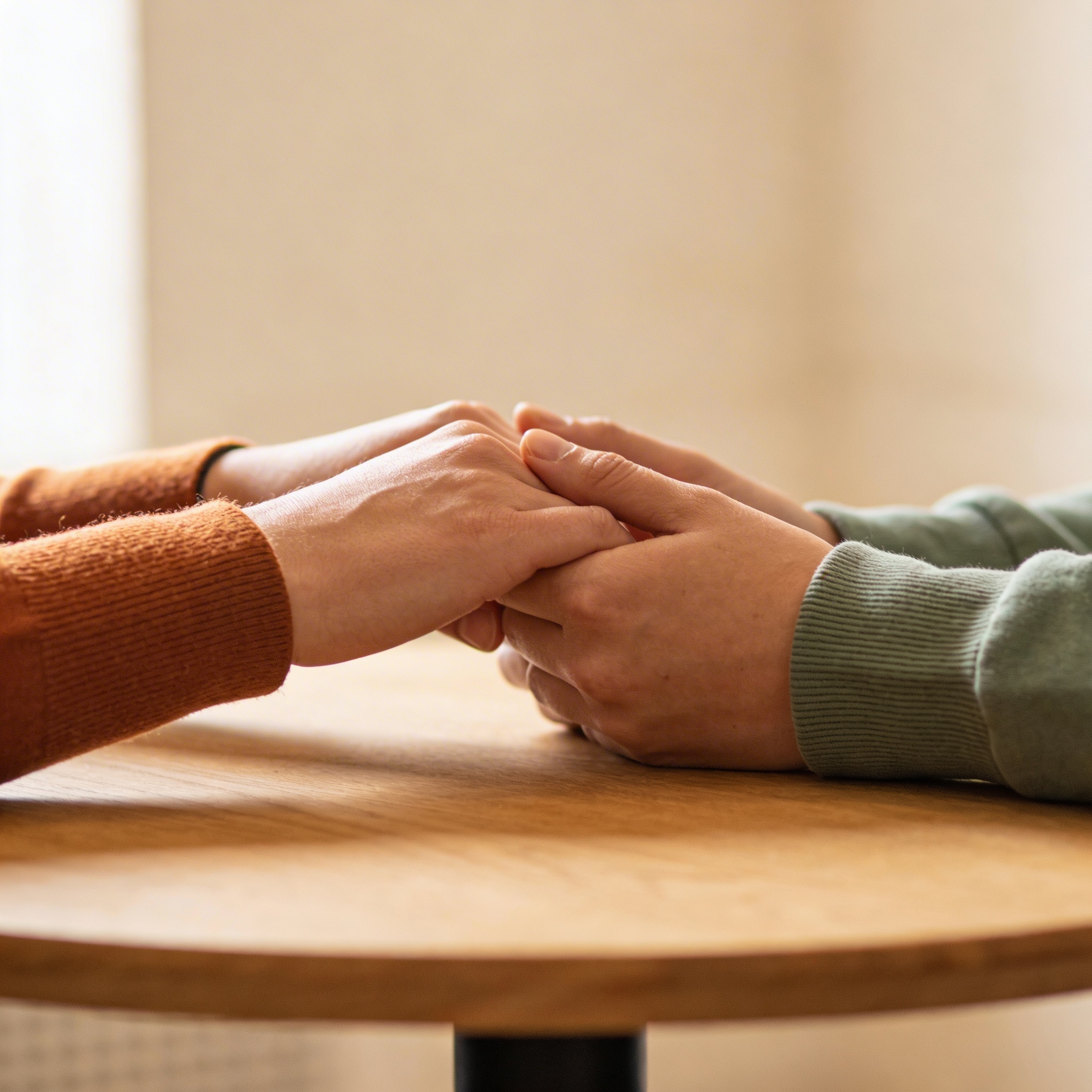 Zwei Hände die sich treffen — Verbindung im Coaching