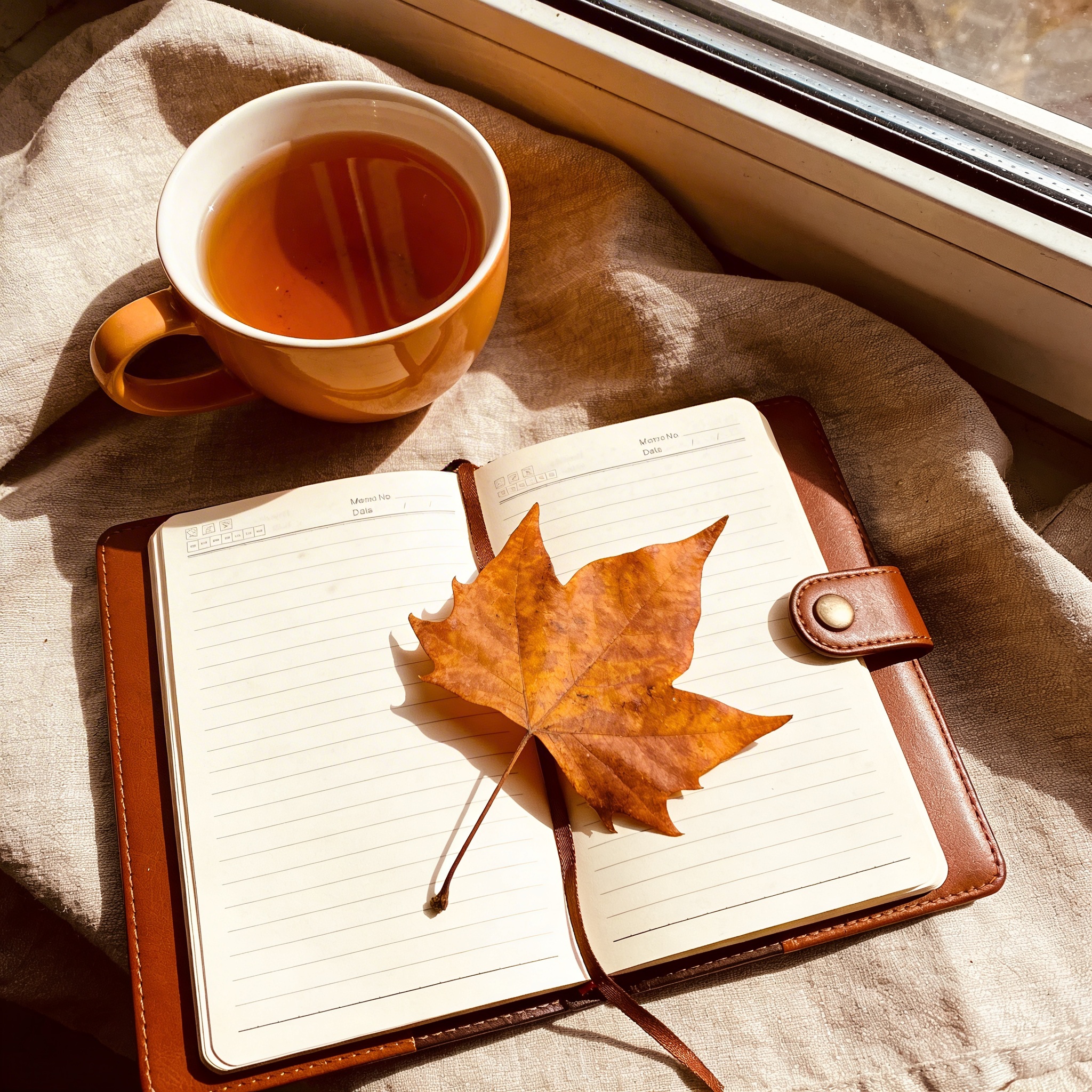 Offenes Tagebuch und Tee — Reflexion